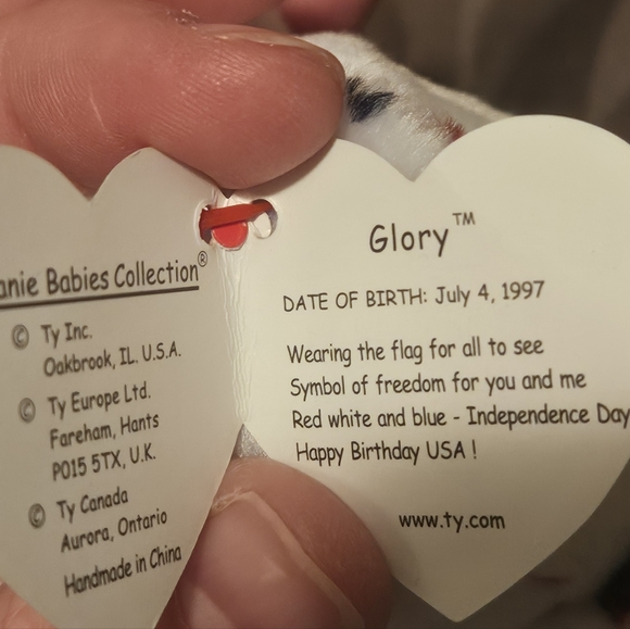 Ty Beanie Baby Glory Star Patriotic Bear Stuffed Animal Red White… - Picture 7 of 7